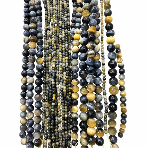 Tiger Eye perle, Krug, možete DIY & različite veličine za izbor, Prodano Per Približno 38 cm Strand