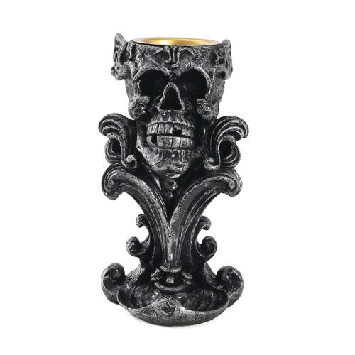 Harts Ljusstake, Skull, Design för halloween & Vintage, fler färger för val, 99x116x175mm, Hål:Ca 2.5mm, Säljs av PC