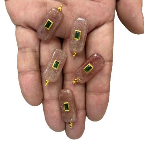 Edelsteen Hangers Sieraden, Rechthoek, DIY & verschillende materialen voor de keuze & micro pave zirconia, 12x30mm, Verkocht door PC