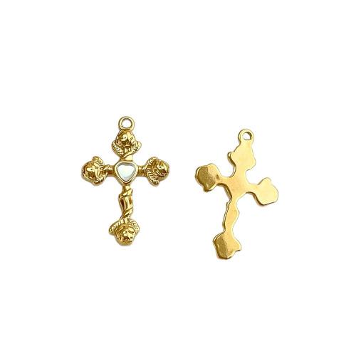 Nerezová ocel Cross Přívěsky, 304 Stainless Steel, Kříž, barva pozlacený, DIY & s drahokamu, více barev na výběr, 20x30mm, 10PC/Bag, Prodáno By Bag