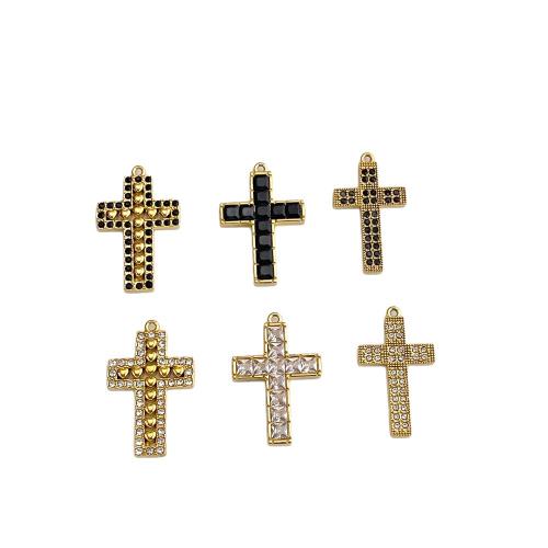 Rustfrit stål kors vedhæng, 304 rustfrit stål, Kryds, guldfarve belagt, du kan DIY & med rhinestone, flere farver til valg, 10pc'er/Lot, Solgt af Lot