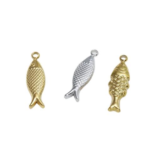 Rustfrit stål Animal Pendler, 304 rustfrit stål, Fisk, forgyldt, du kan DIY & forskellige stilarter for valg, 10pc'er/Bag, Solgt af Bag
