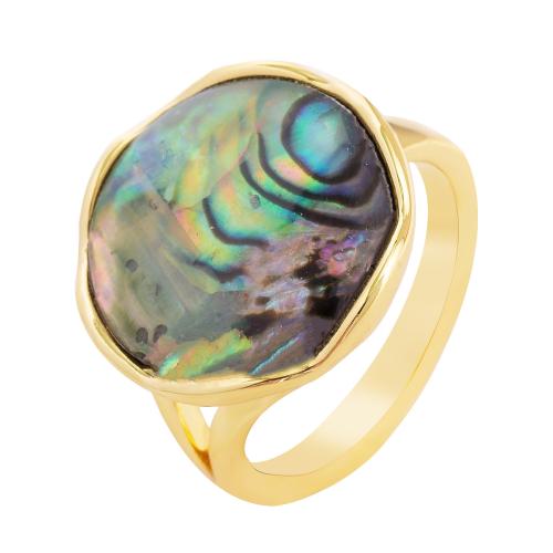 Shell Finger Ringe, Messing, med Abalone Shell, forgyldt, mode smykker & for kvinde, flere farver til valg, Solgt af PC