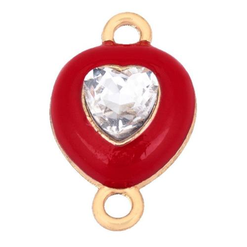 Hjerte zink legering stik, Zinc Alloy, Heart, guldfarve belagt, du kan DIY & emalje & med rhinestone, flere farver til valg, 12x19mm, Solgt af PC