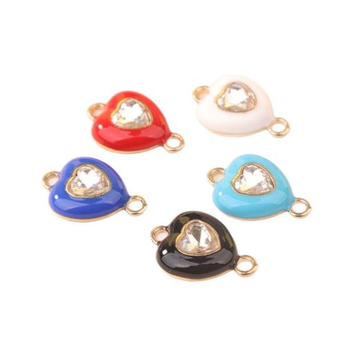 Hjerte zink legering stik, Zinc Alloy, Heart, guldfarve belagt, du kan DIY & emalje & med rhinestone, flere farver til valg, 19x12mm, Solgt af PC