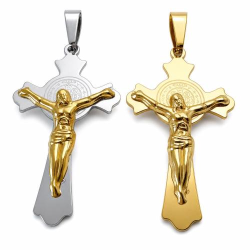 Pendants Cruach Cross dhosmálta, 304 Cruach dhosmálta, plátáilte, DIY, dathanna níos mó le haghaidh rogha, 40x71mm, Díolta De réir PC