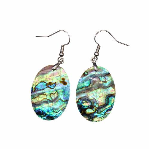 Shell Buail Earring, Oval Maol, jewelry faisin & do bhean, dathanna níos mó le haghaidh rogha, 30x20x3mm, Díolta De réir Péire