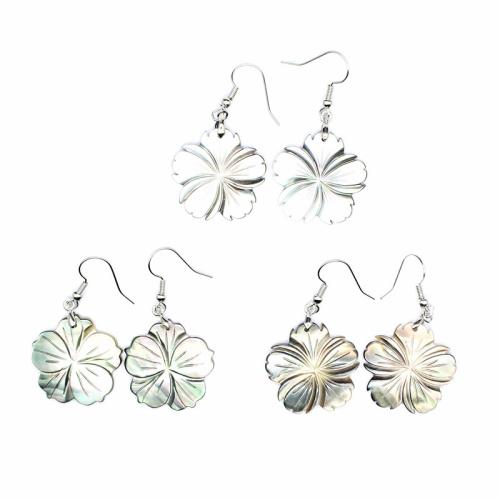 Shell Buail Earring, Flower, snasta, jewelry faisin & do bhean, dathanna níos mó le haghaidh rogha, 23x23x2mm, Díolta De réir Péire