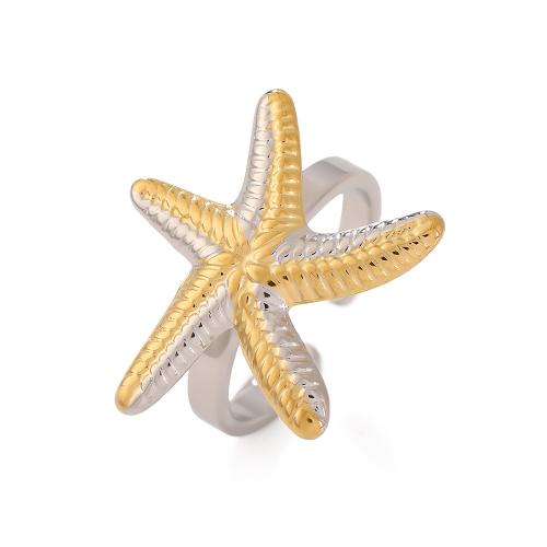 304 rostfritt stål Cuff finger ring, Sjöstjärna, plated, mode smycken & för kvinna, fler färger för val, Säljs av PC