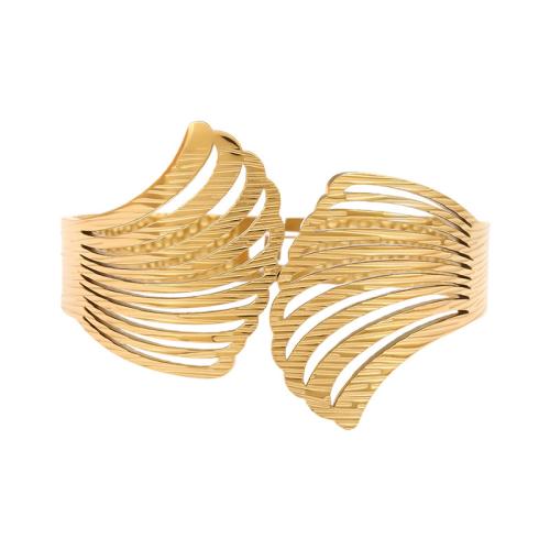 304 από ανοξείδωτο χάλυβα Σφαλιάρα Bangle, Wing Shape, επιχρυσωμένο, για τη γυναίκα & κοίλος, περισσότερα χρώματα για την επιλογή, Sold Με PC