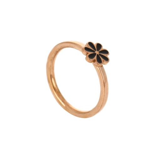 304 nehrđajućeg čelika Finger Ring, Cvijet, pozlaćen, različite veličine za izbor & za žene & emajl, više boja za izbor, Veličina:6-11, Prodano By PC