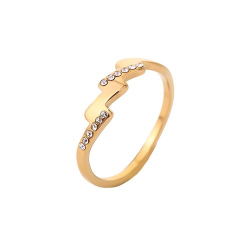 304 rustfrit stål Fingerring, forgyldt, forskellig størrelse for valg & forskellige stilarter for valg & Micro Pave cubic zirconia & for kvinde, Størrelse:6-9, Solgt af PC