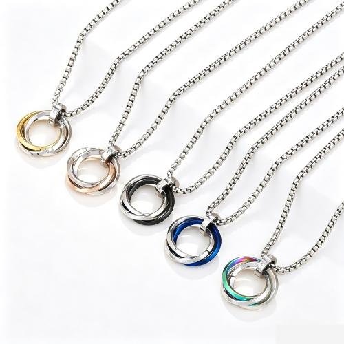 304 rostfritt stål Halsband, Donut, plated, Unisex & med strass, fler färger för val, Längd Ca 60 cm, Säljs av PC