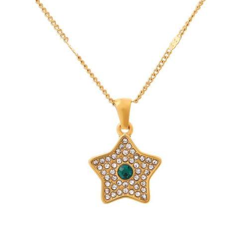 Aço inoxidável 304 colar, with 5cm extender chain, Estrela, banhado, para mulher & com strass, Mais cores pare escolha, comprimento Aprox 40 cm, vendido por PC