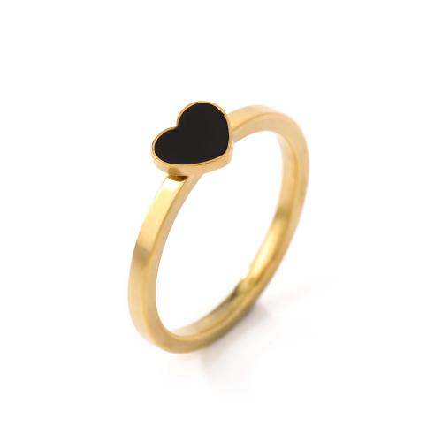 304 Stainless Steel Finger Ring Heart plated & for woman & enamel US Ring Sold By PC
