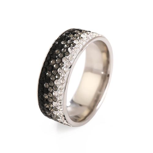304 Nerūdijantis plienas Finger žiedas, unisex & skirtingo dydžio pasirinkimo & su Kalnų krištolas, daugiau spalvų pasirinkimas, Dydis:6-11, Pardavė PC