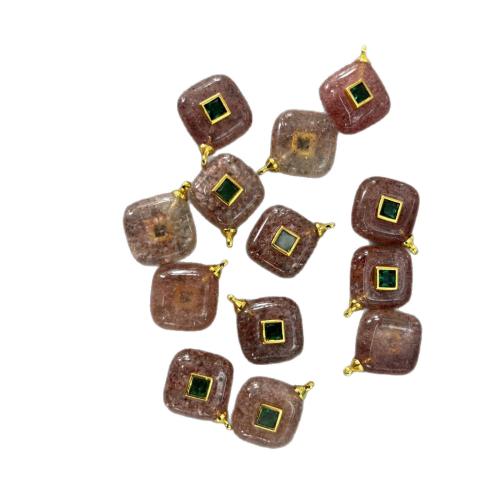 Gemstone Hängen Smycken, Ädelsten, Square, DIY & olika material för val & med strass, 17x21mm, Säljs av PC
