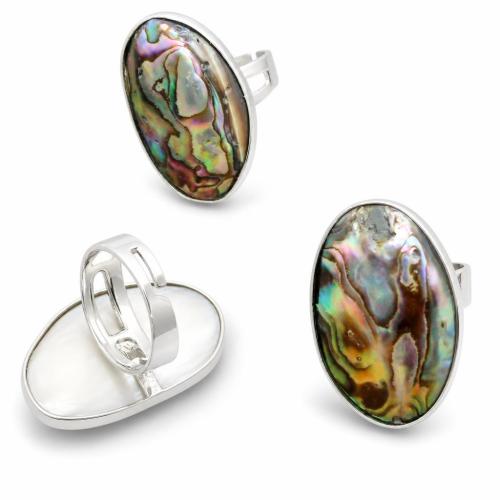 Abalone Shell Mandzsetta Finger Ring, -val 304 rozsdamentes acél, divat ékszerek & egynemű, Által értékesített PC