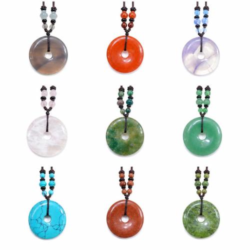 Gemstone Hängen Smycken, Ädelsten, polerad, DIY & olika material för val, 40mm, Säljs av PC