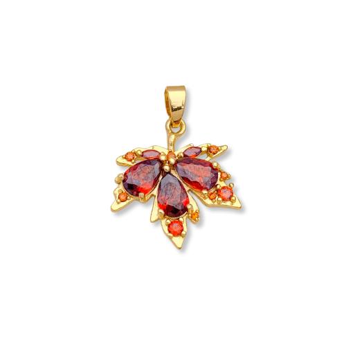 Kuutio Zirkonia Mikro Paven Messinki riipus, Lehtiä, päällystetty, tee-se-itse & eri tyylejä valinta & Micro Pave kuutiometriä zirkonia, pendant size 17-18mm, Myymät PC