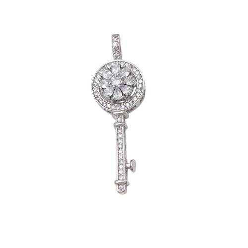 Cubic Zirconia Micro Pave bronze Pingente, cobre, Chave, banhado, DIY & Vario tipos a sua escolha & micro pavimento em zircônia cúbica, pendent size 11-14mm, vendido por PC