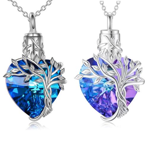 304 Stainless Steel Cinerary Casket Pendant with Crystal Heart DIY Sold By PC