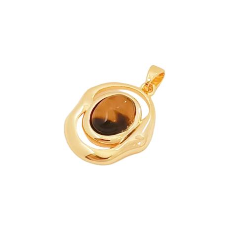 Tiger Eye Hangers, Messing, met Tiger Eye, gold plated, DIY & verschillende stijlen voor de keuze & micro pave zirconia, pendant size 13-25mm, Verkocht door PC