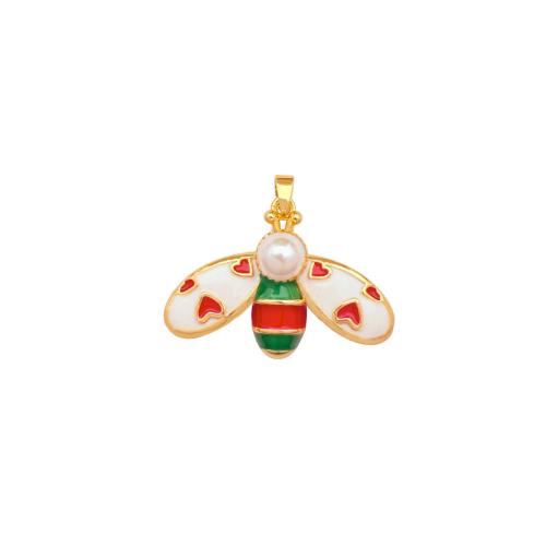Ciúbach Zirconia siogairlín Micrimhilseogra réiteodh Prás, le Pearl Plaisteacha, Bee, plátáilte, DIY & stíleanna éagsúla do rogha & micrea réiteach zirconia ciúbach & cruan, pendent size 16-28mm, Díolta De réir PC