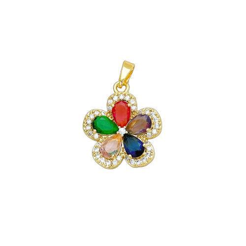 Ciúbach Zirconia siogairlín Micrimhilseogra réiteodh Prás, Flower, plátáilte, DIY & stíleanna éagsúla do rogha & micrea réiteach zirconia ciúbach, pendent size 16-17mm, Díolta De réir PC