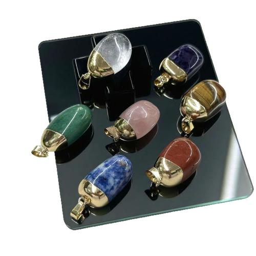 Gemstone Hängen Smycken, Ädelsten, guldfärg pläterade, DIY & olika material för val, pendent size 20-30mm, Säljs av PC