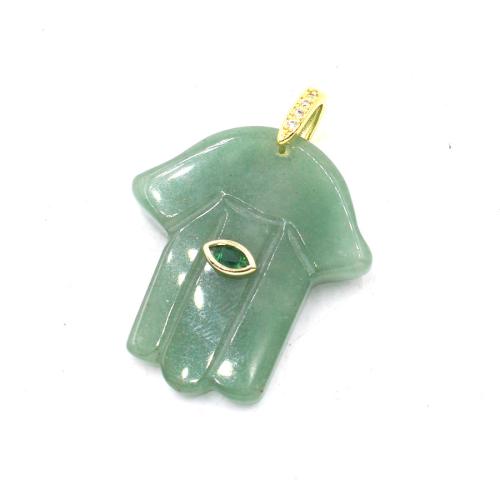 Gemstone Vedhæng Smykker, Ædelsten, Hamsa, poleret, du kan DIY & forskellige materialer til valg & med rhinestone, Solgt af PC