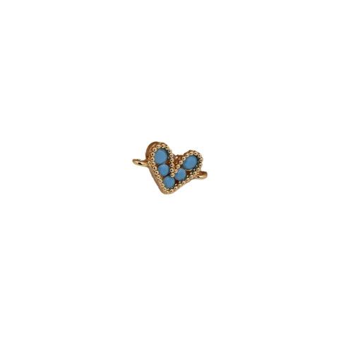 Conector de Micro Pavé de Zirconía Cúbica en Latón, metal, Corazón, chapado en color dorado, Bricolaje & micro arcilla de zirconia cúbica, más colores para la opción, 15x8mm, Vendido por UD