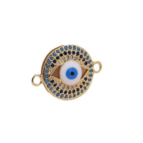 Conector de Micro Pavé de Zirconía Cúbica en Latón, metal, ojo de malvado, chapado en color dorado, Bricolaje & diferentes estilos para la opción & micro arcilla de zirconia cúbica, Vendido por UD