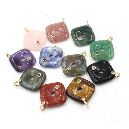 Edelstein Anhänger Schmuck, Geometrisches Muster, poliert, DIY & verschiedenen Materialien für die Wahl & mit Strass, 36x36mm, verkauft von PC