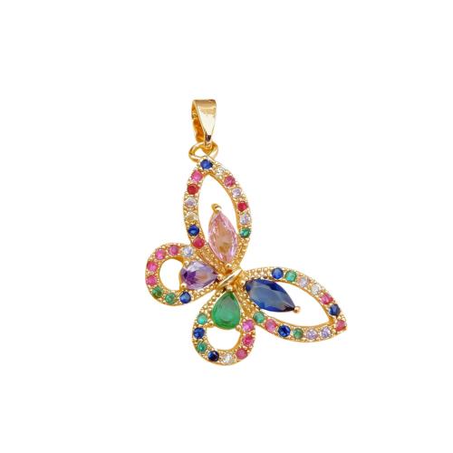 Befestigter Zirkonia Messing Anhänger, Schmetterling, plattiert, DIY & verschiedene Stile für Wahl & Micro pave Zirkonia, pendent size 16-25mm, verkauft von PC