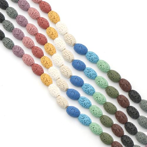 Prirodni Lava perle, Oval, obojena & možete DIY, više boja za izbor, 9x12mm, Prodano Per Približno 38 cm Strand