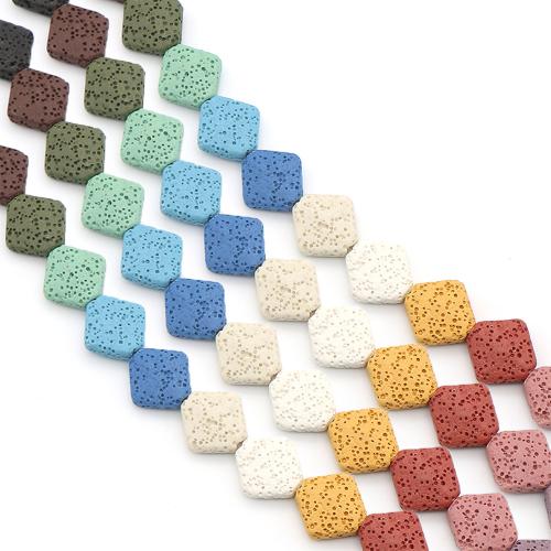 Prirodni Lava perle, Romb, obojena & možete DIY, više boja za izbor, 14x6mm, Prodano Per Približno 38 cm Strand