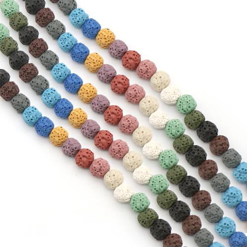 Prirodni Lava perle, Krug, obojena & možete DIY, više boja za izbor, 8mm, Prodano Per Približno 38 cm Strand
