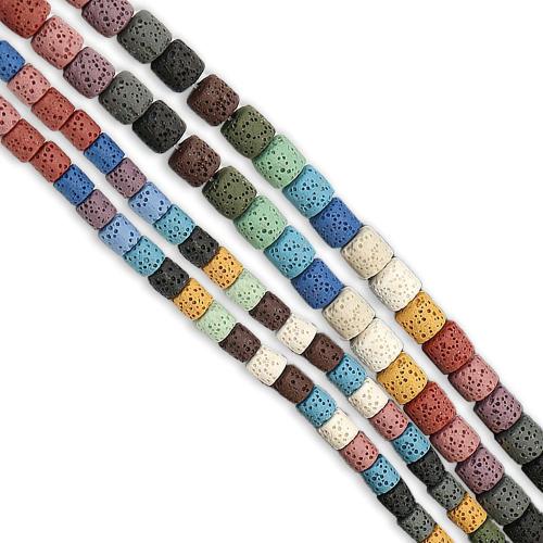 Prirodni Lava perle, Kolona, obojena & možete DIY & različite veličine za izbor, više boja za izbor, Prodano Per Približno 38 cm Strand