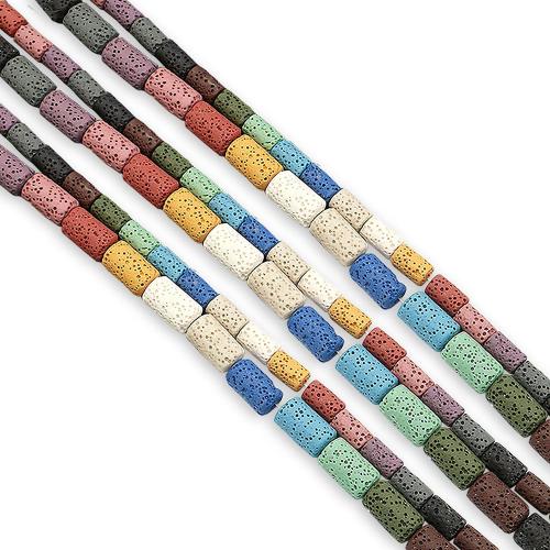 Prirodni Lava perle, Kolona, obojena & možete DIY & različite veličine za izbor, više boja za izbor, Prodano Per Približno 38 cm Strand