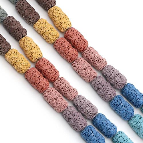 Koraliki naturalna lawa, Wiadro, barwione & DIY, dostępnych więcej kolorów, 11x21mm, sprzedawane na około 38 cm Strand