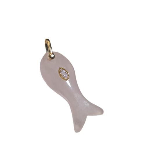 Gemstone Jewelry Pendants with Brass Fish DIY Sold By PC