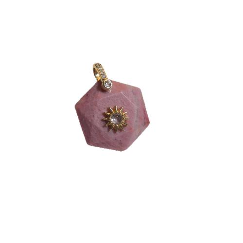 Gemstone Medálok Ékszer, Drágakő, -val Sárgaréz, Zsidócsillag, DIY & különböző anyagok a választás & mikro egyengetni cirkónia, 20x28mm, Által értékesített PC