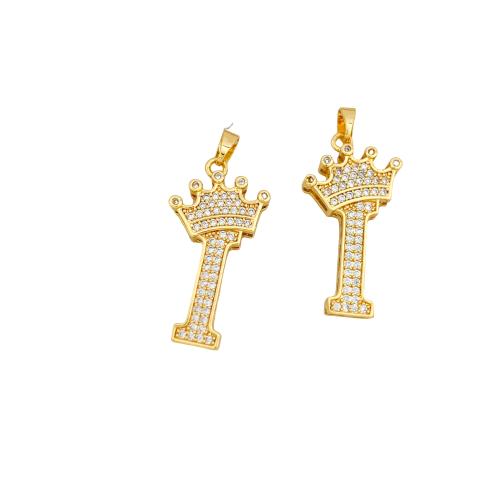 Messing hanger met micro-paved kubieke zirconia's, De Brief van het alfabet, plated, DIY & verschillende stijlen voor de keuze & micro pave zirconia, Verkocht door PC