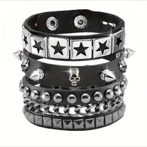 PU Armband Set, med Zink Alloy, handgjord, Wie th Rive t s en d & Unisex & olika stilar för val, Längd Ca 22 cm, Säljs av Ställ