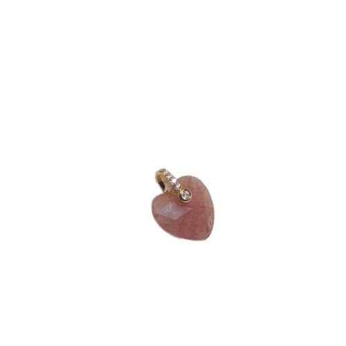 Gemstone Vedhæng Smykker, Ædelsten, med Zinc Alloy, Heart, du kan DIY & forskellige materialer til valg & facetteret & med rhinestone, 14x14mm, Solgt af PC