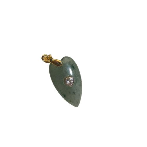 Gemstone Vedhæng Smykker, Ædelsten, med Zinc Alloy, Heart, du kan DIY & forskellige materialer til valg & Micro Pave cubic zirconia, 15x27mm, Solgt af PC