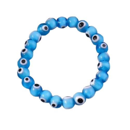 Millefiori Lampwork Bracelet Round evil eye pattern & for woman beads size 8mm Length Approx 17 cm Sold By PC