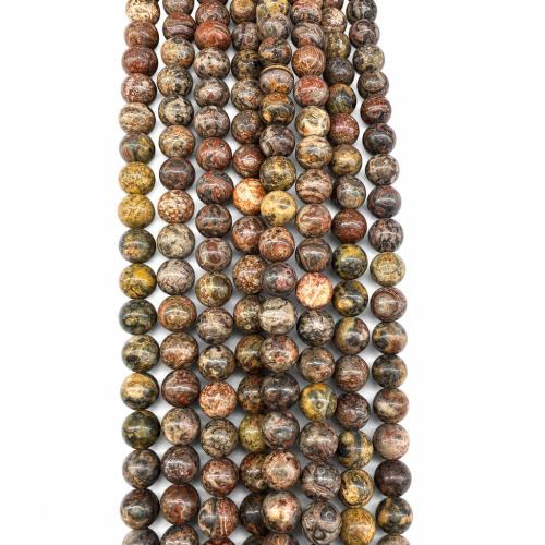Gemstone Ékszer Gyöngyök, Leopard Skin Kő, Kerek, DIY & különböző méretű a választás, Naponta eladott Kb 38 cm Strand