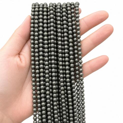 Golden Pyrite Beads, Runde, du kan DIY & forskellig størrelse for valg, Solgt Per Ca. 38 cm Strand